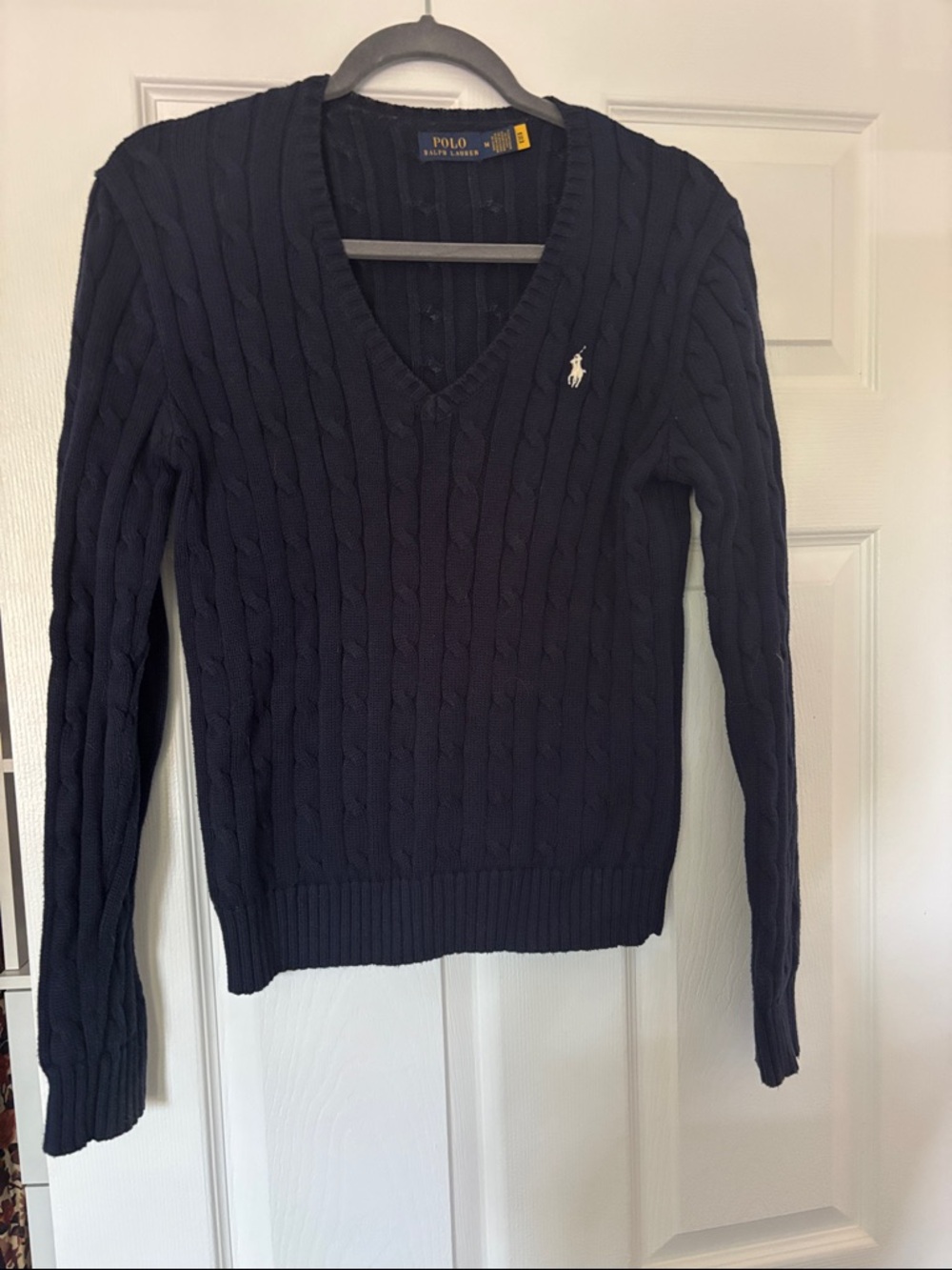 Polo by Ralph Lauren Navy Cable-Knit V-Neck Sweater